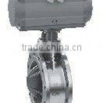 Pneumatic flanged triple-eccentric butterfly valve