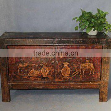 Chinese antique Mongolia hand painting cabinet