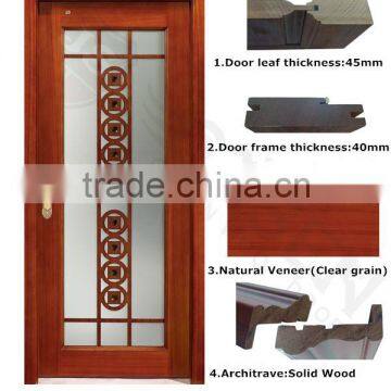 China Top Fashion Design 100% Solid Wood Door Tempered Glass With Compeitive Price