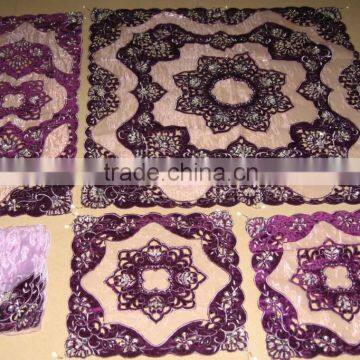 Organza sheer beaded tablecloth16pcs set with different designs