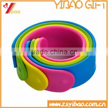 Silicone Rubber Slap Band, Printed/Embossed/Debossed Logo Silicone Bracelet Slap , Customized Silicone Wristband