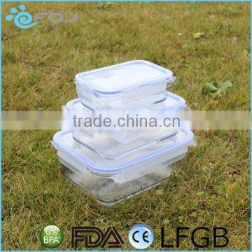 Reusable Pyrex Rectangle Clear Glass Food Container With Lid