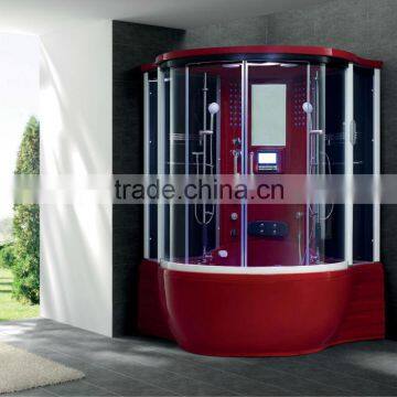 ABS red steam sauna shower with spa tub with TV/MP3 shower steam room