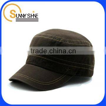 Promotional cheap custom brown plain blank military caps