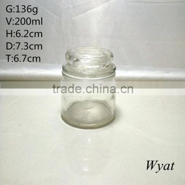 wholesale 200ml round glass candle jar with glass lid 7oz manufacturer