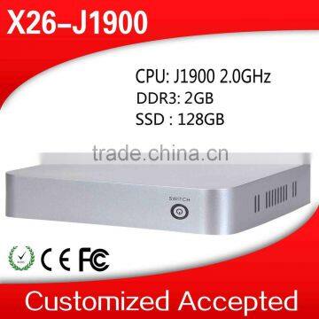 Low Price X26-J1900 Celeron Quad Core Thin Mini Itx Fanless i3 Fanless Desktop PC Support MIC 8G RAM 256G SSD