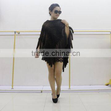 Luxury Knitted Mink Fur Scarf / Wholesale Mink Fur Shawl