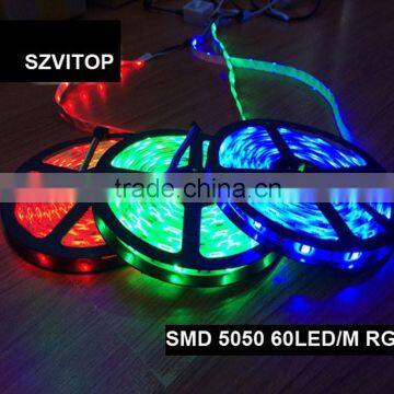 RGB SMD 5050 60LED/M LED TAPE WATERPROOF IP65 STRIP LIGHT SILICON GEL CE ROHS CERTIFICATE 5M/ROLL 14.4W/M SINGLE SIDED PCB BOARD