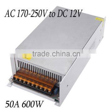 50A 600W Voltage Transformer AC 170-250V to DC 12V Switch Power Supply for Led Strip