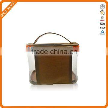 Transparent PVC Leather Make Up Case with Cloth Zipper