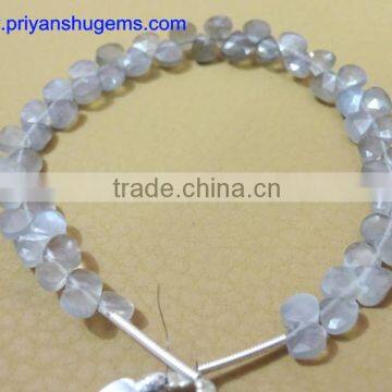 Gray Moonstone Hand Made 4.75 mm Faceted Heart Shape, 6" Strand Length 100% Natural Gemstones photo-3
