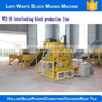 Fully automatic WT2-10 new design soil clay interlocking paver brick making machine