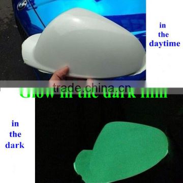 High glossy color changed air bubbles free car body glow in the dark fluorescence vinyl film