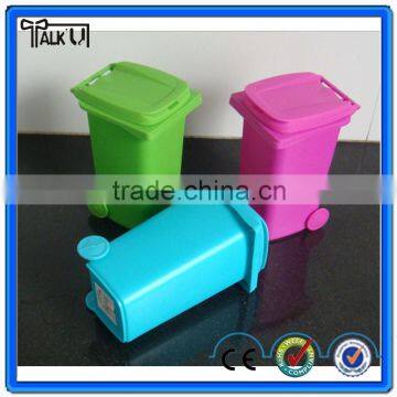 Plastic colorful Mini Trash Can Pen Container, garbage can shape pen container pen box