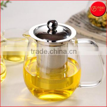 700ml Hot Selling Borosilicate Glass Tea Pot With Stainless Steel Infuser Tea Pitcher Teapot