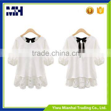 New Fashion O-Neck Short Sleeve Chiffon T Shirt Woman photo-4