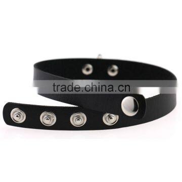 Fashion Handmade Punk Gothic Double O Shaped Metal Leather Button Jewelry Collar Choker Necklace photo-4