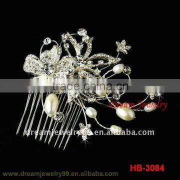 fashion elegent flower pearl crystal hair comb combs for hair highlight