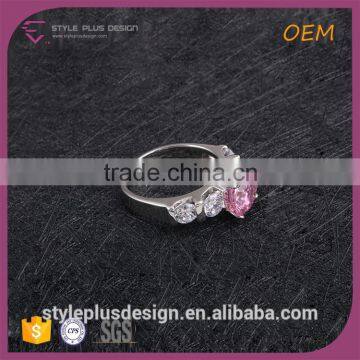 R63492K01 Sapphire Hurren Sultan Spikes Stainless Steel Pink 5 Lucky Colored Stones Silver Ring photo-2