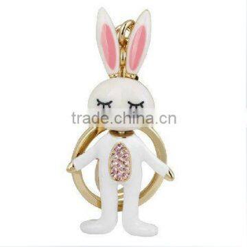 KC056-1 Cheap Promotional Gift Enamelled Rabbit Shaped Key Chain/key Ring