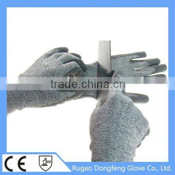 HPPE PU Coated Anti Cut Class 5 Gloves for Glass Handling