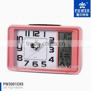 Lunar Calendar alarm clocks with light Sweep second hand CE/FCC certification PW3001