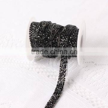 Black Color Resin Diamond Hot Fix Rhinestone Chain/belt For Wedding Dress