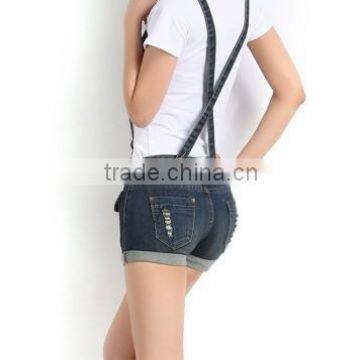 Girls overalls denim wear for 2015 summer&ladies jeans romper&bib shorts