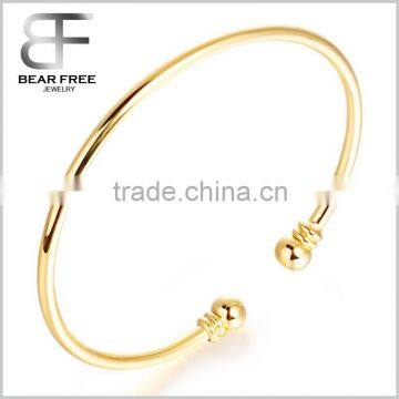 18k Gold Plated Charm Cuff Bangle Bracelet With Bell 7.28" inch Wrist