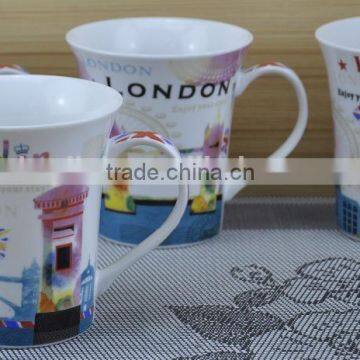 14OZ colorful british style fully decal printed coffee cups, shiny surface new bone china mug, KL5001-A420
