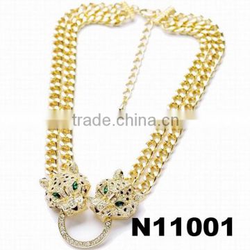 crystal gold chain leopard men necklace for men