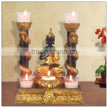 Golden Color Thai buddha and snake statue candle holder