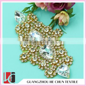 HC-0172 Bridal DMC Crystal Beaded Appliques For Bridal Accessory/Bling Shoulder Crystal Patch