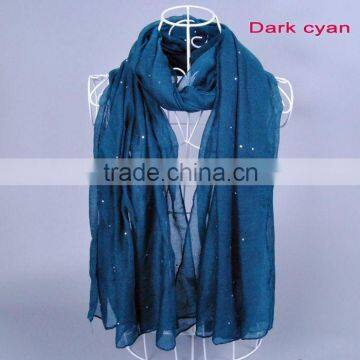 Top Popular Pure Color Diamond Women Scarf Voile Scarves 180*90 Pashmina Muslim photo-4