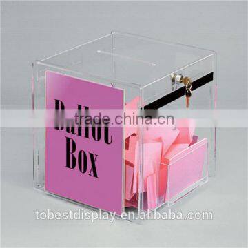 high clear plexiglass square acrylic box,plastic ballot box