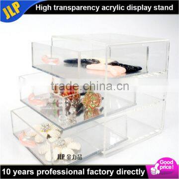 Manufacturing customized Acrylic makeup 3 tiers Storage box with cosmetic