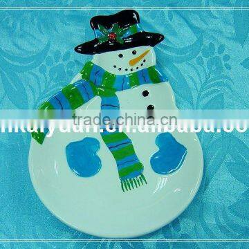 Christmas dolomite snowman cookie plate