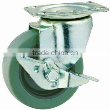 14 Double Ball Raceway Structure Top Plate Swivel Grey TPR Caster With Side Brake