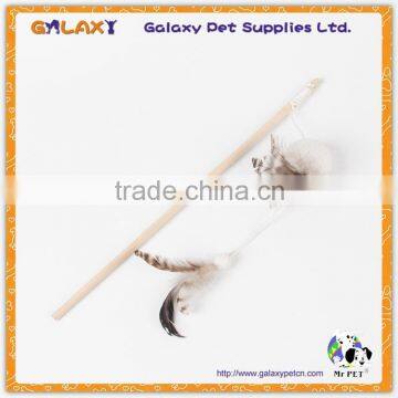 Newest cat teaser toy with feather , fishing rod cat teaser wand