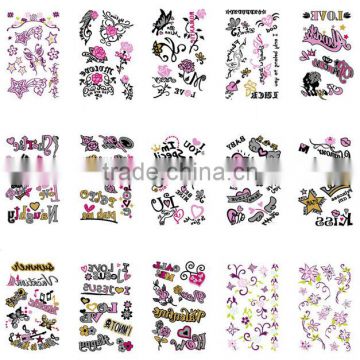 custom popular fashion new lady lovely waterproof shimmering temporary tattoo sticker