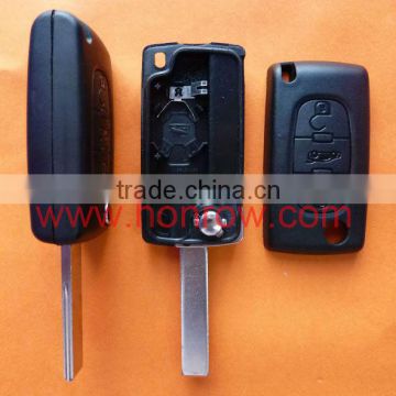 Peugeot 407 blade 3 button flip remote key shell with battery place No logo, Peugeot key blank, Peugeot keys