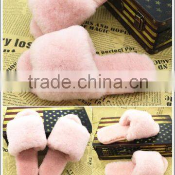 Wholesale Fashion Genuine Rex Rabbit Fur Slap on Real Fur Trim Shoes photo-4