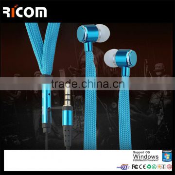 Hot Sell HIFI Stereo Shoelace earphone design with 3.5DC and with Microphone--EO3031B