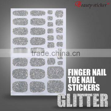 2016 New Custom Lady Gradual Change Glitter Nail Art Toe Sticker Nail Wraps