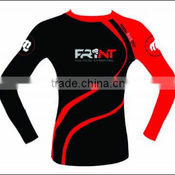 men black and red sublimated rash guard of frint brand