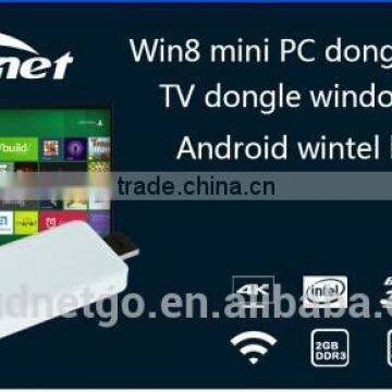 2015 latest Cloudnetgo Intel Quad Core Z3735Fwindows mini pc dongle TV dongle windows8.1 Android 4.4 compute stick 2G+32Gwifi