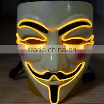 High quality carnival party newest fashion design custom EL WIRE v for vendetta mask