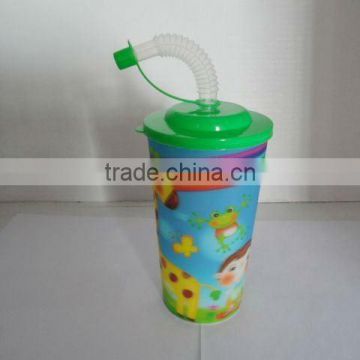 450ml Plastic 3D kids straw cup