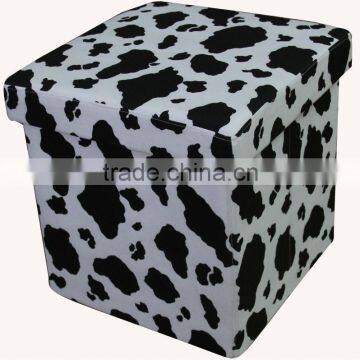 Black and white spots folding storage stool