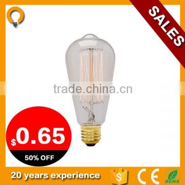 Cheapest price E26 Vintage Edison Light Bulb Carbon Filament Edison Bulb ST58